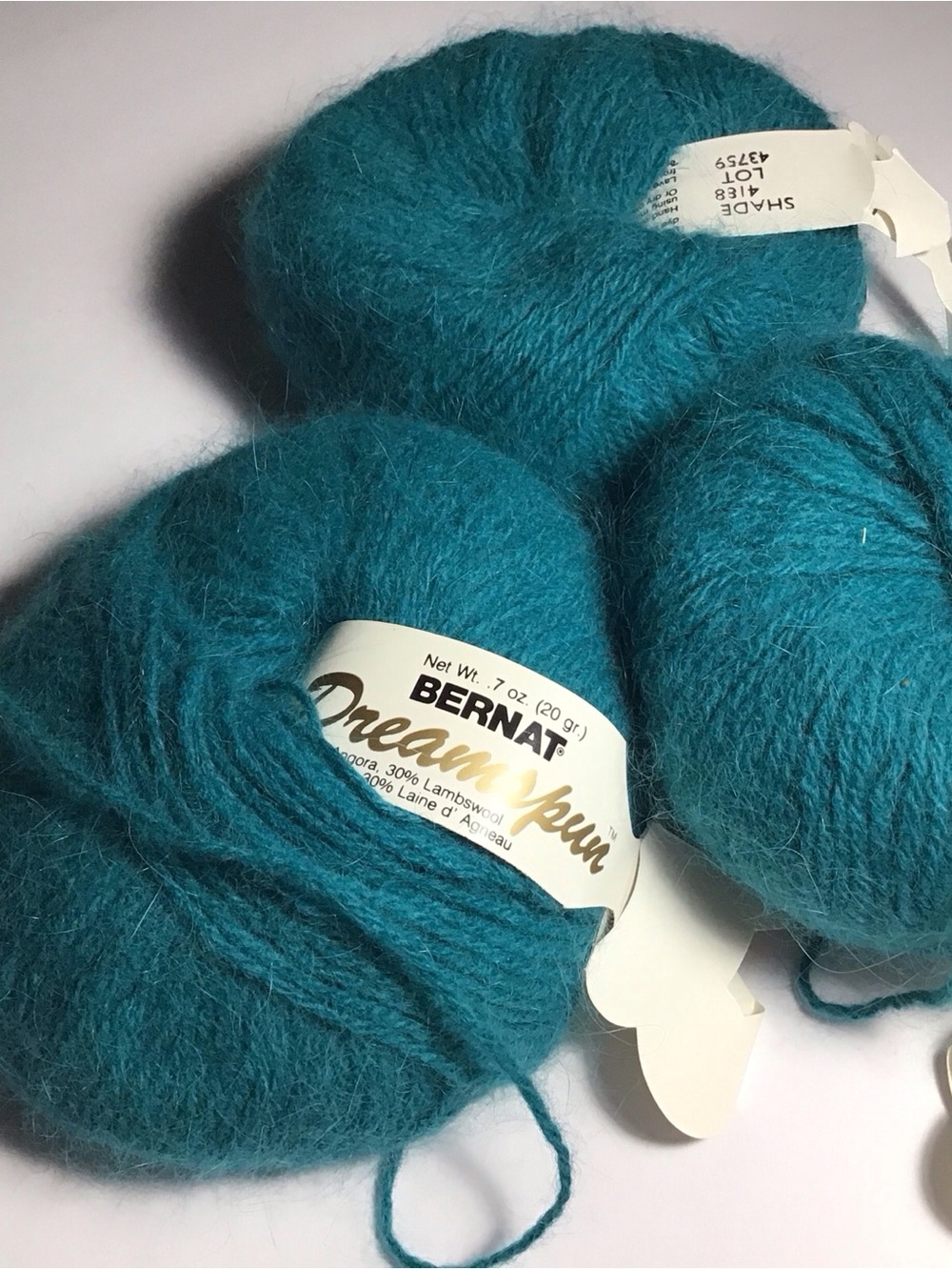 Bernat Dreamspun Yarn, 3 skeins, Angore/Lambswool Blend, 20gr each